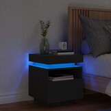 Nachtkastje met LED Zwart - 53% Korting