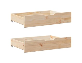vidaXL Bedlades 2 st met wieltjes 80x55x16 cm massief grenenhout