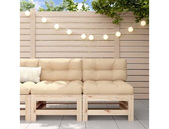 vidaXL Middenbanken met kussens 2 st massief grenenhout