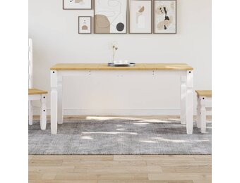 vidaXL Eettafel Corona 160x80x75 cm massief grenenhout wit