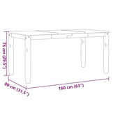 vidaXL Eettafel Corona 160x80x75 cm massief grenenhout wit