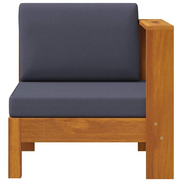 vidaXL Middenbank met 1 armleuning massief acaciahout donkergrijs