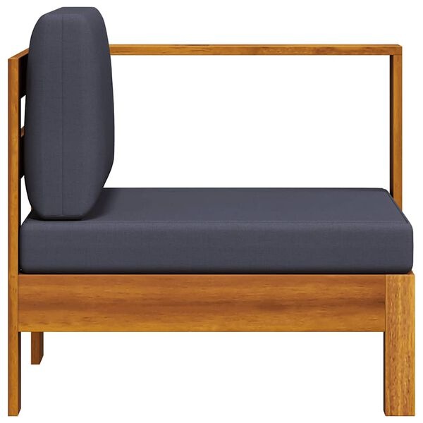 vidaXL Middenbank met 1 armleuning massief acaciahout donkergrijs