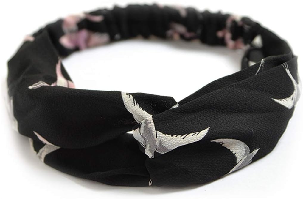 DRESHOW 10 Stuks Boho Hoofdbanden voor Vrouwen Vintage Bloem Afgedrukt Criss Cross Geknoopt Elastische Haarband Stretchy Hoofd Wrap Gedraaide Schattig Haar Accessoires