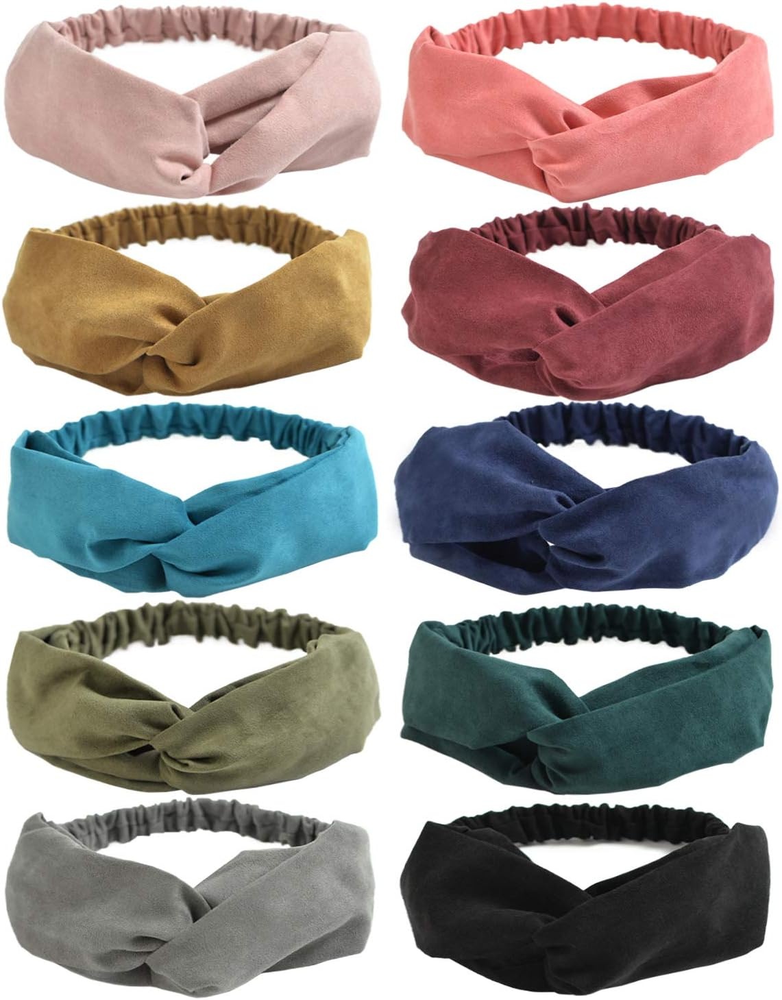 DRESHOW 10 Stuks Boho Hoofdbanden voor Vrouwen Vintage Bloem Afgedrukt Criss Cross Geknoopt Elastische Haarband Stretchy Hoofd Wrap Gedraaide Schattig Haar Accessoires