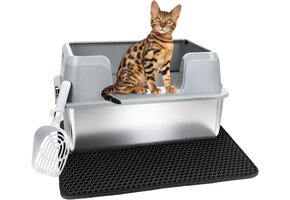 Grijze Roestvrijstalen Kattenbak S - 35% Korting!