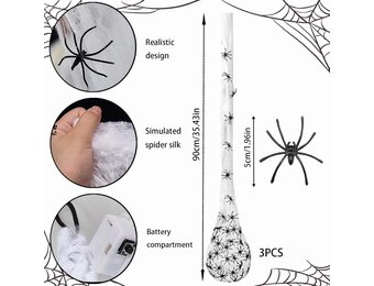 3x Lichtgevende Spinnen-Eieren Halloween Decoratie Paars (37% Korting!)