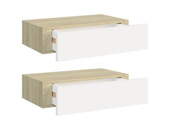 vidaXL Wandschappen met Lade - Eiken & Wit - 39% Korting