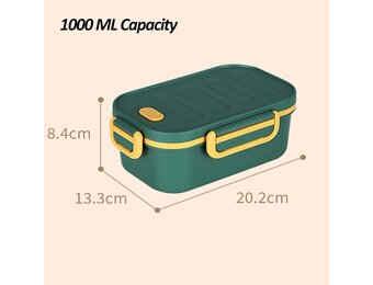 Geretourneerde 1000ml Lunchbox met Vakken - Groen (-27%)