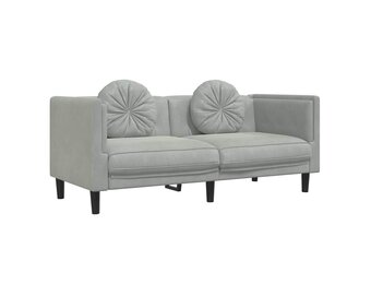 vidaXL 2-zitsbank met kussens, fluweel lichtgrijs - 29% Korting!