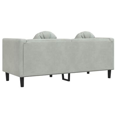 vidaXL 2-zitsbank met kussens, fluweel lichtgrijs - 29% Korting!