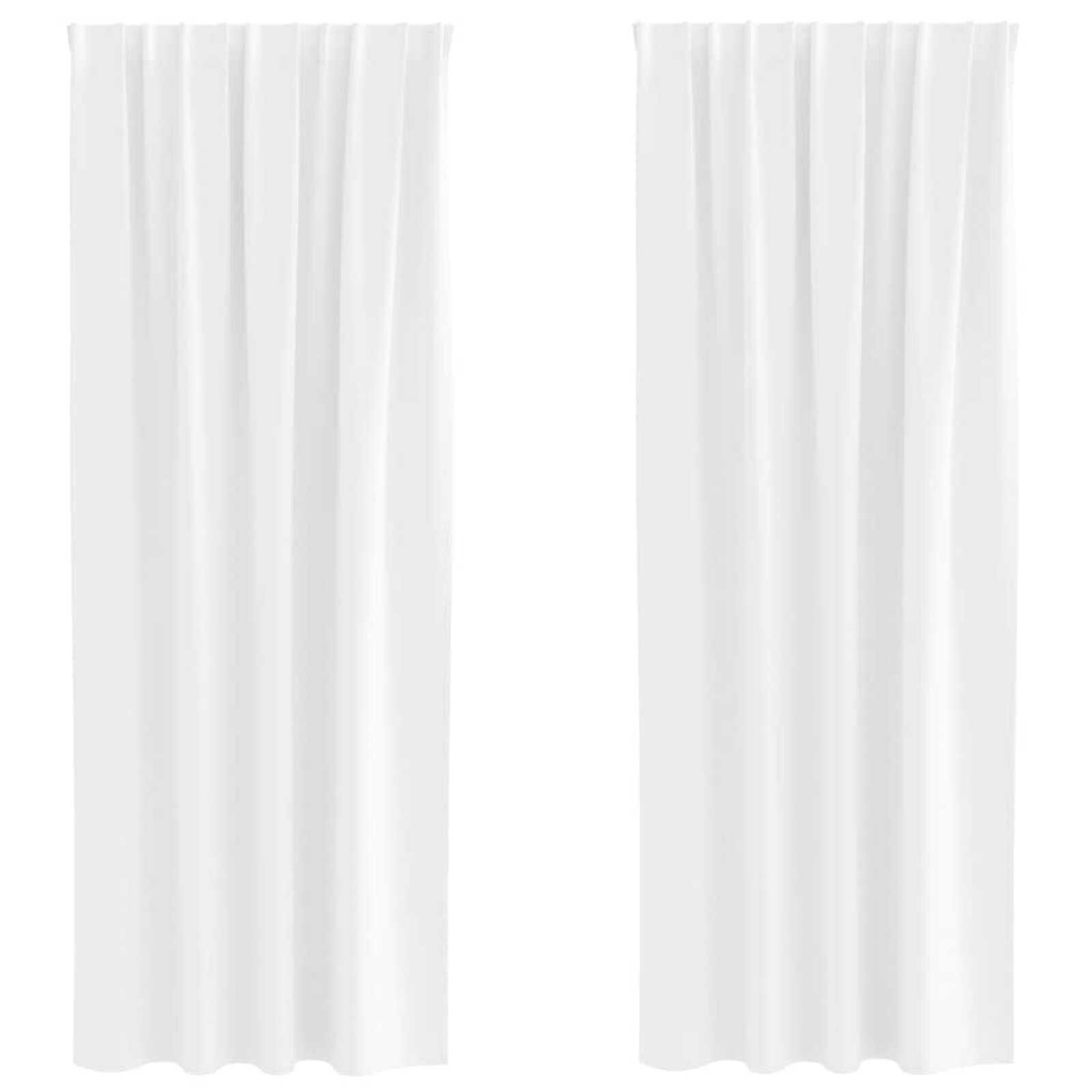 vidaXL Gordijnen met gordijnen 2 pcs Zuiverwit Polyester