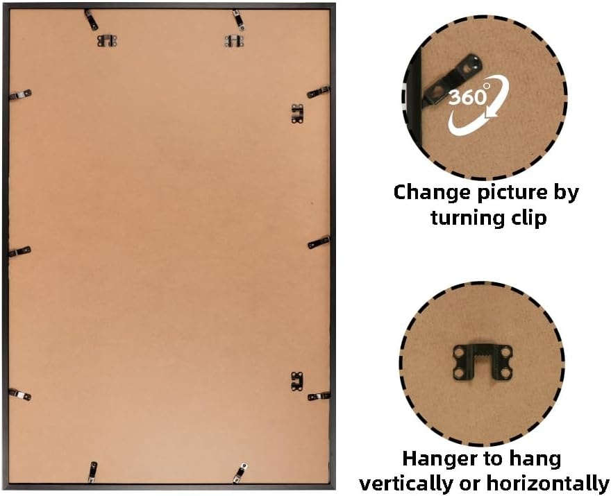 Giftgarden Zwarte fotolijst, 61 x 91,5 cm, aluminium lijst voor foto's, puzzels en posters, grote fotolijst voor woonkamer, slaapkamer, werkkamer