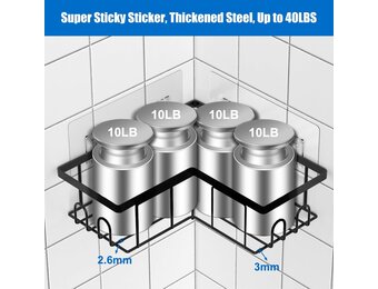 3x Zwarte Hoekdoucheplank Zonder Boren - 28% Korting