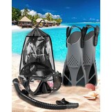 Zenoplige Snorkelset volwassenen met flippers, snorkelmasker met verstelbare zwemvinnen, snorkelpakketten snorkelmasker en flippers set met draagtas voor beginners en snorkelaars