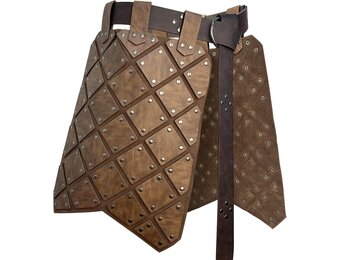 HiiFeuer Middeleeuwse Kunstlederen Dijenharnas met Riem (Bruin/Zwart, One Size)