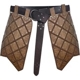 HiiFeuer Middeleeuwse Kunstlederen Dijenharnas met Riem (Bruin/Zwart, One Size)