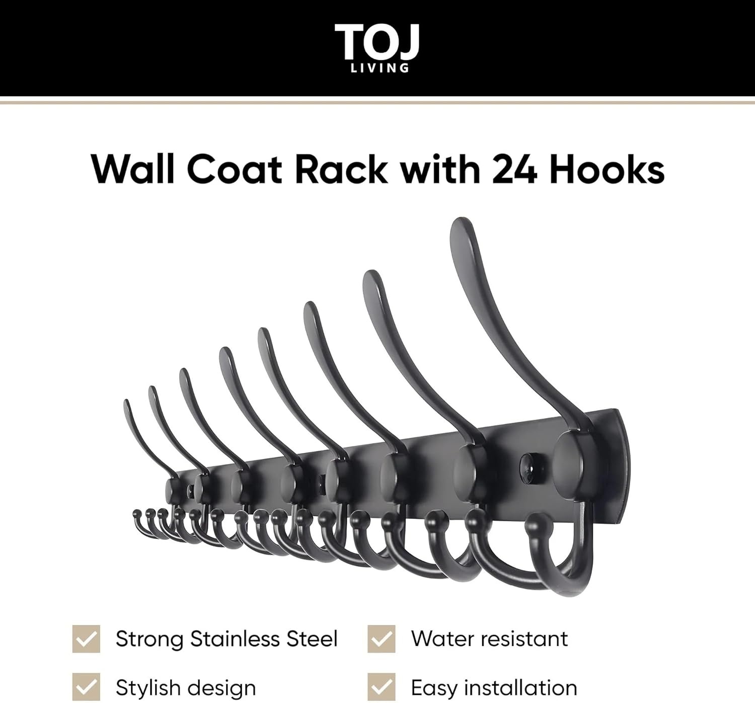 TOJ Wandkapstok 75CM - Mat Zwart (29% Korting)