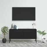 vidaXL TV-meubel Staal Zwart 105x35x50cm - 72% Korting!