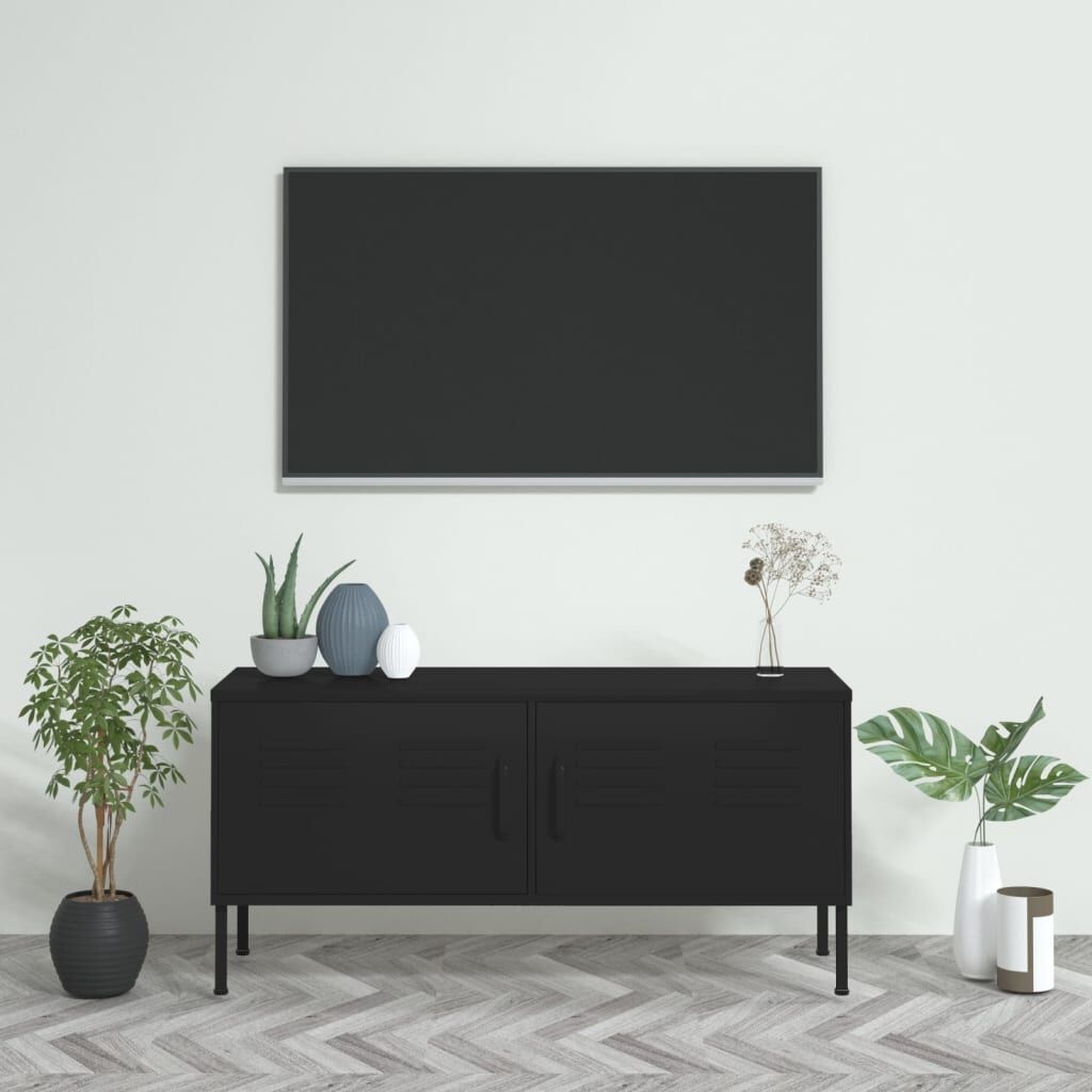 vidaXL TV-meubel Staal Zwart 105x35x50cm - 72% Korting!
