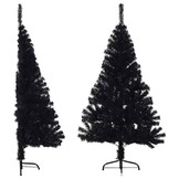 vidaXL Kunstkerstboom met standaard half 150 cm PVC zwart