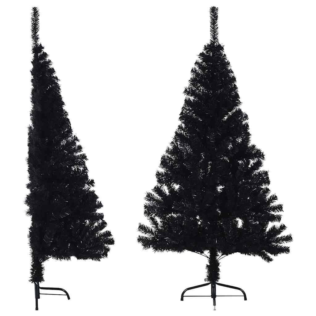 vidaXL Kunstkerstboom met standaard half 150 cm PVC zwart