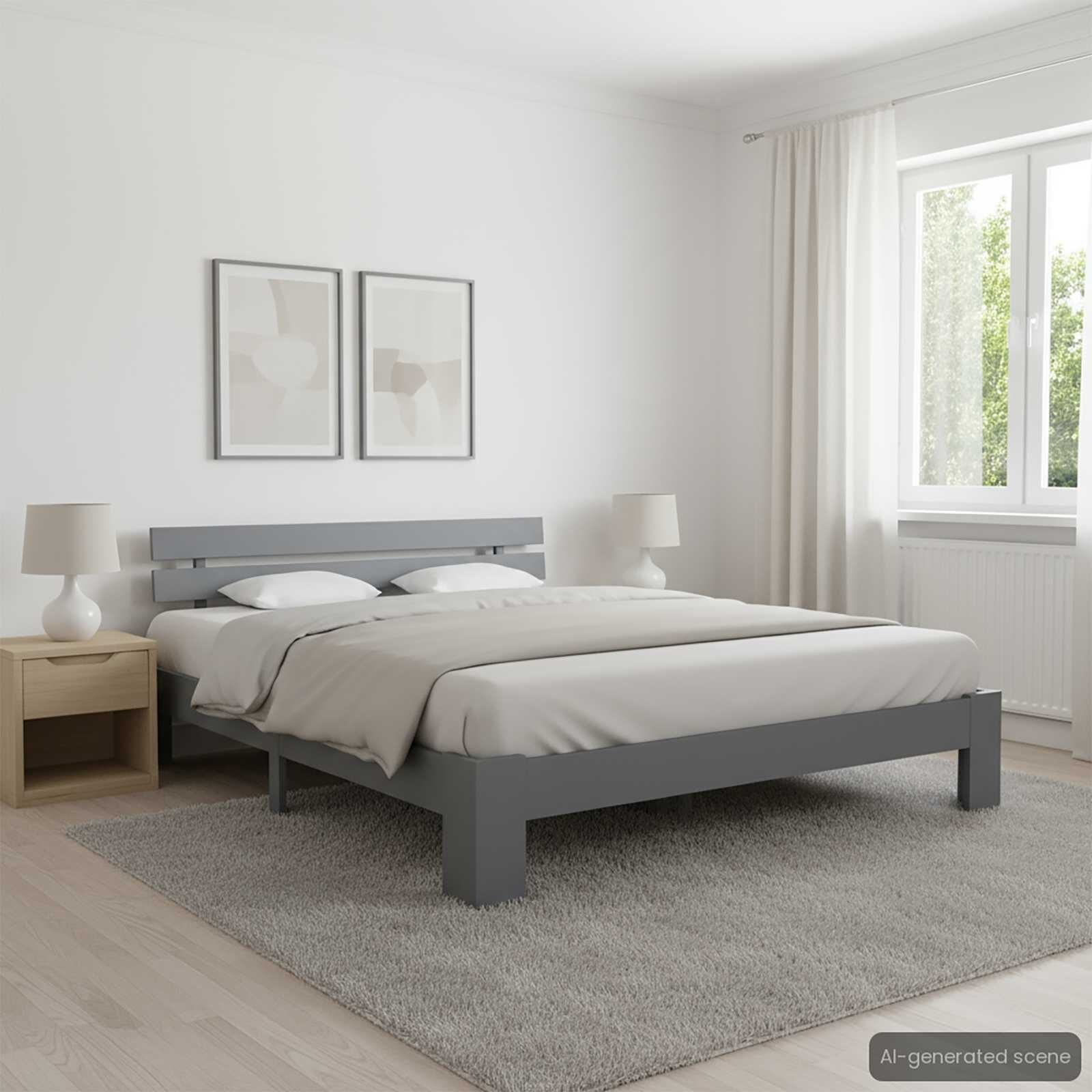 vidaXL Bedframe Massief Grenenhout Grijs 160x200 cm - 29% Korting!
