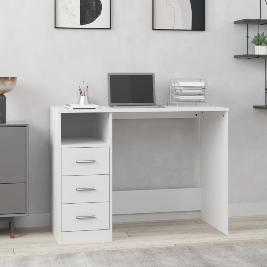 Bureau met Lades - 102x50x76 cm - Wit - 54% Korting!