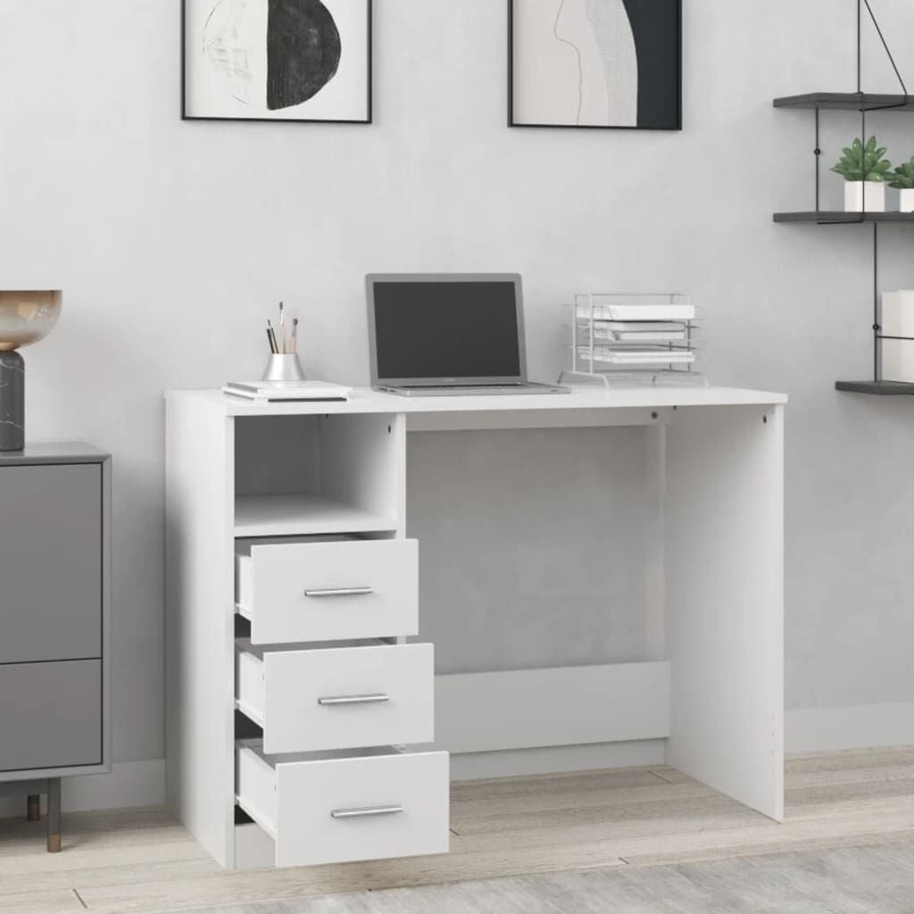 Bureau met Lades - 102x50x76 cm - Wit - 54% Korting!
