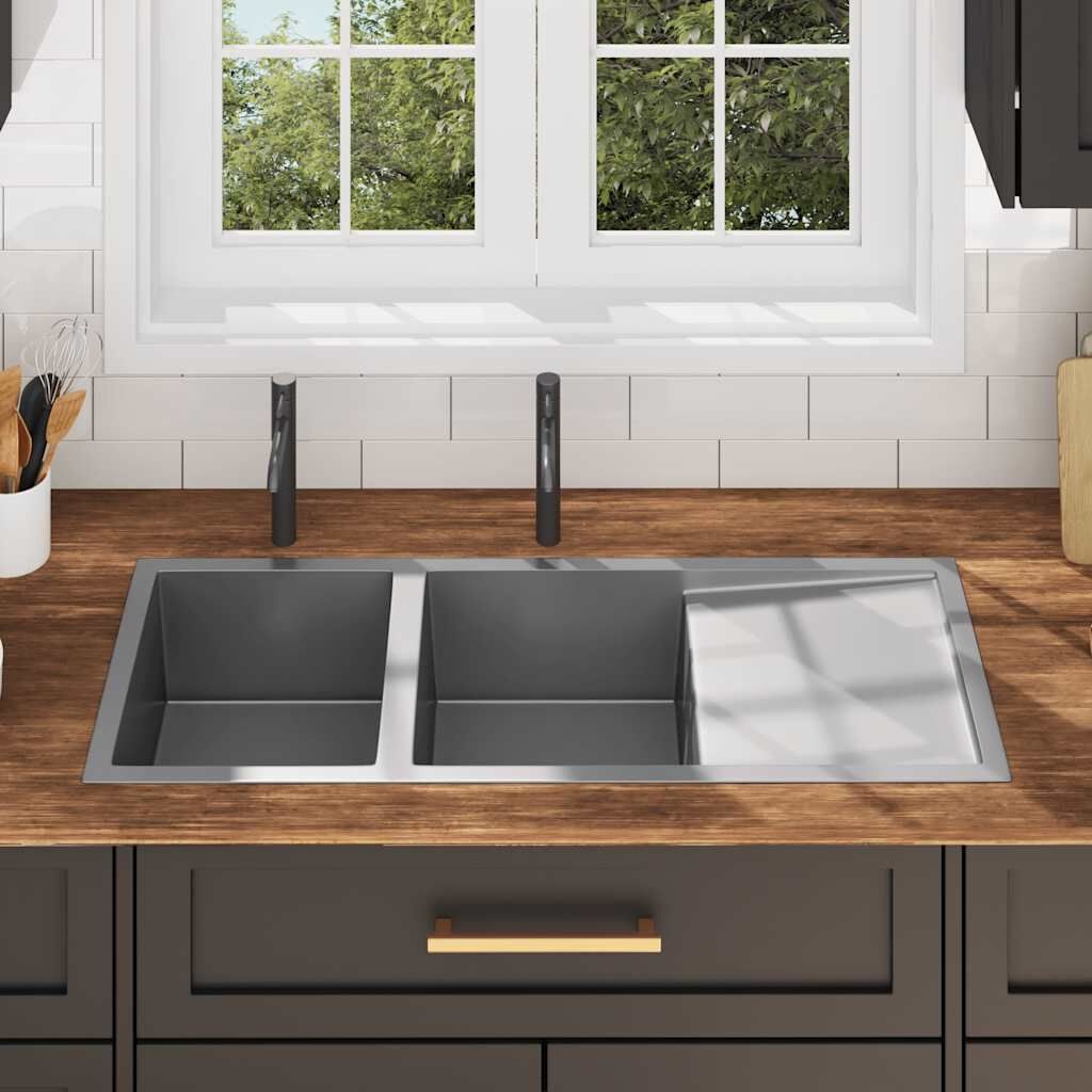 vidaXL RVS Spoelbak 111.5cm - 29% Korting