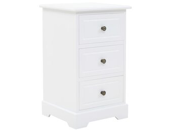 vidaXL Nachtkastje (58% Korting) - 35x32x59 cm, Wit MDF/Grenenhout