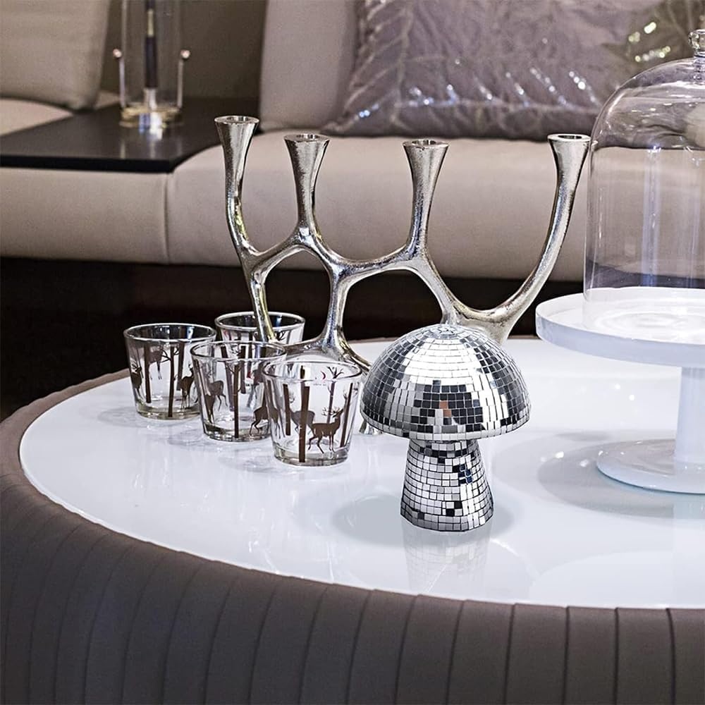Zilveren Paddenstoel Discobal Decoratie - 33% Korting!