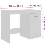 VidaXL Bureau 100x50x76 cm Wit - Nu 28% Korting!