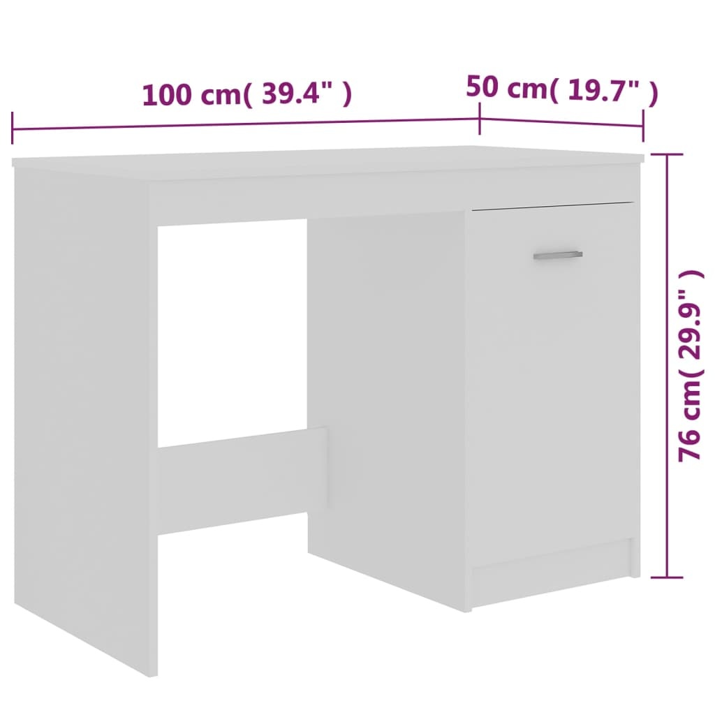 VidaXL Bureau 100x50x76 cm Wit - Nu 28% Korting!