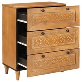 VidaXL Dressoir Mangohout Lichtbruin - 60x33x75cm - 29% Korting