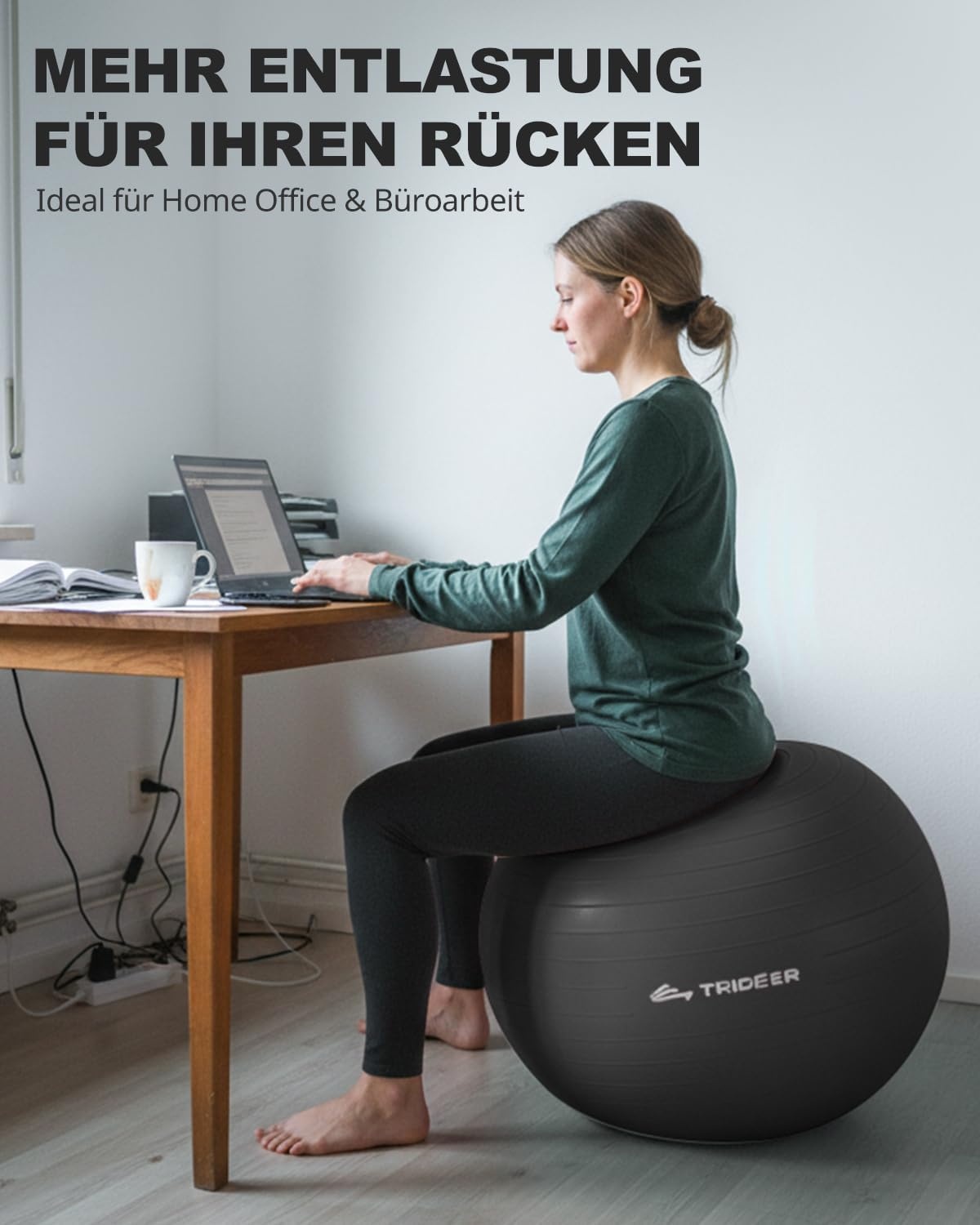 Trideer Fitnessbal Zwart (68-75cm) - 58% Korting!