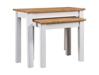 vidaXL 2-delige bijzettafel set grenenhout wit | 28% Korting