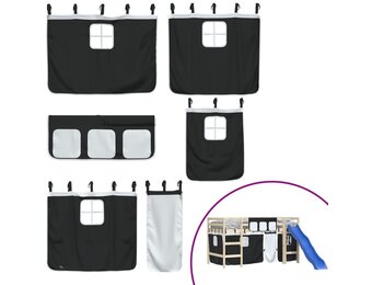 vidaXL Gordijnen Hoogslaper Polyester Wit/Zwart - 65% Korting