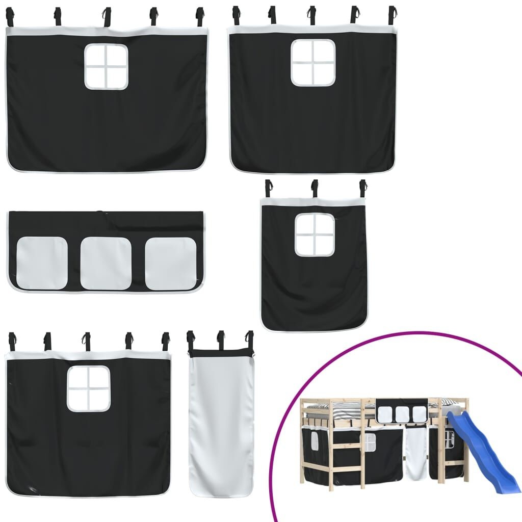 vidaXL Gordijnen Hoogslaper Polyester Wit/Zwart - 65% Korting