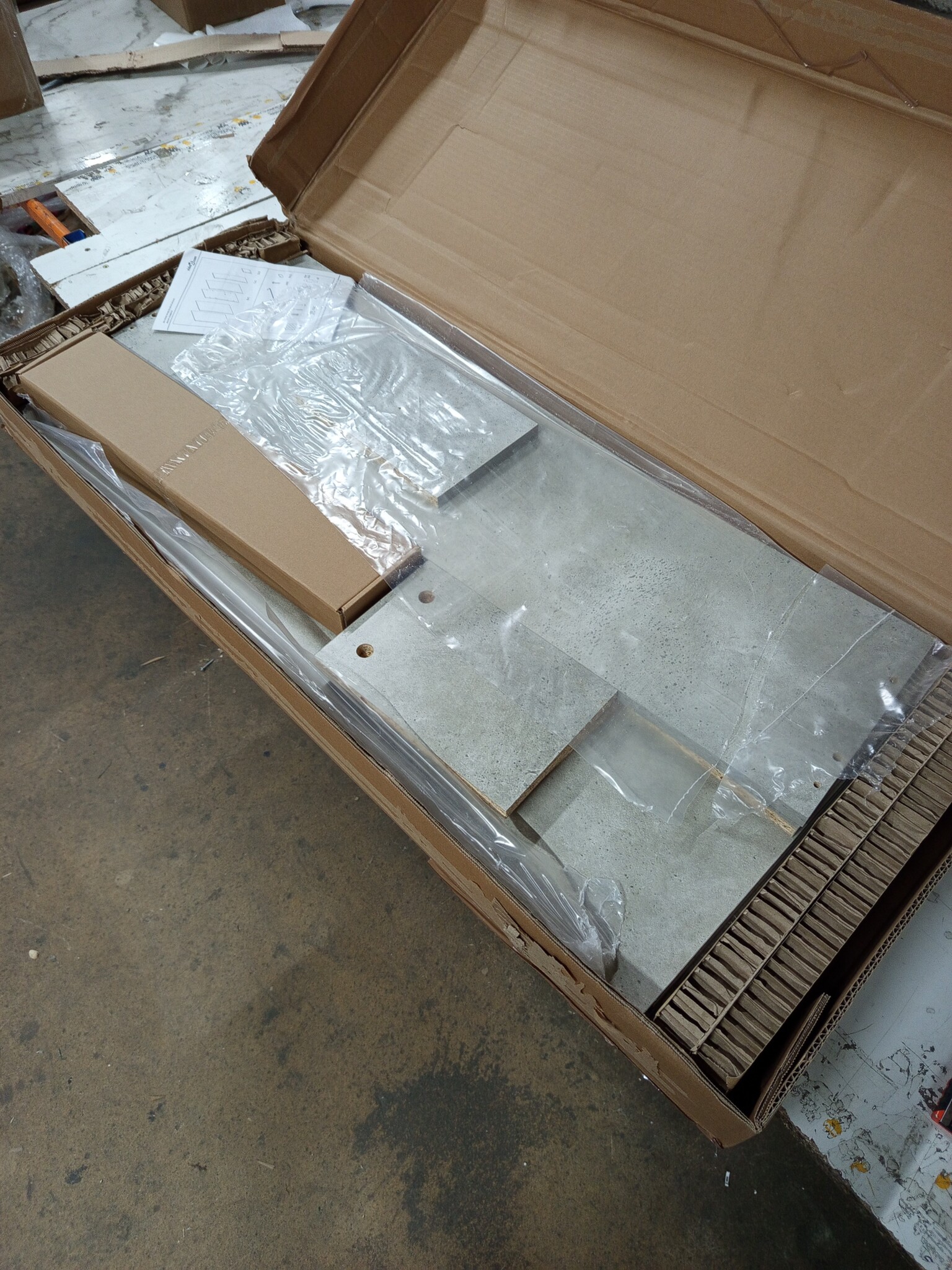 TV-meubel bewerkt hout betongrijs | -71% Korting