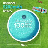 WINNY POOL CLEANER Zwembadrobot, accu, draadloos, voor vlakke bodem, opbouwzwembaden tot 80 m², zwembadstofzuiger, robot met 100 minuten, automatisch parkeren, zwembadrobot, accu, robotstofzuiger