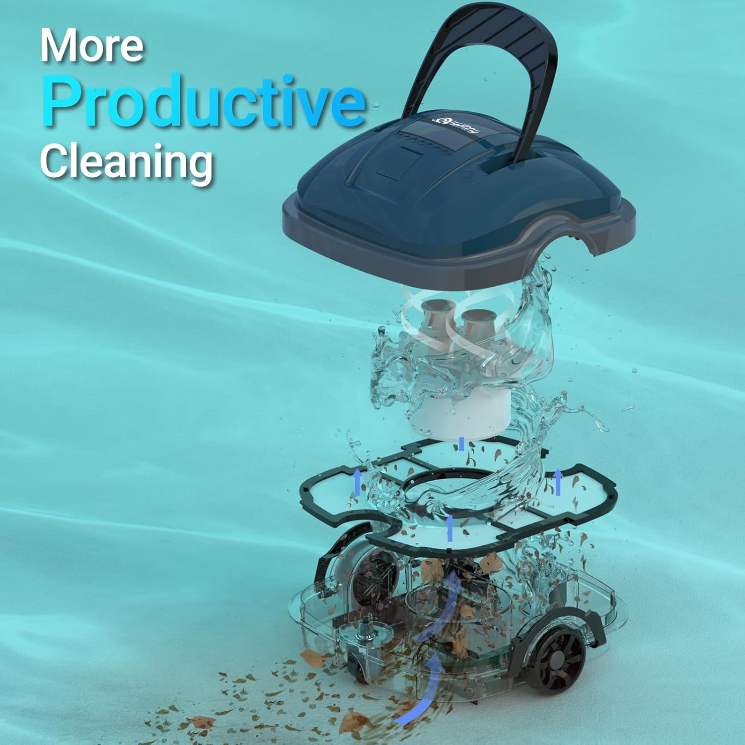 WINNY POOL CLEANER Zwembadrobot, accu, draadloos, voor vlakke bodem, opbouwzwembaden tot 80 m², zwembadstofzuiger, robot met 100 minuten, automatisch parkeren, zwembadrobot, accu, robotstofzuiger