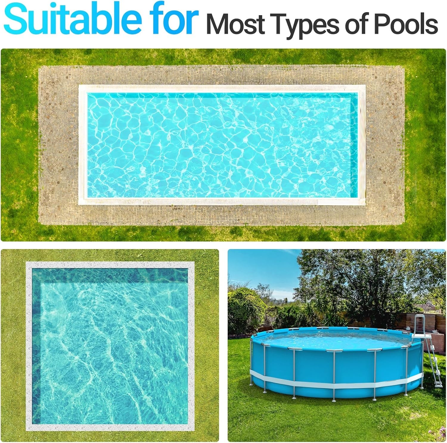 WINNY POOL CLEANER Zwembadrobot, accu, draadloos, voor vlakke bodem, opbouwzwembaden tot 80 m², zwembadstofzuiger, robot met 100 minuten, automatisch parkeren, zwembadrobot, accu, robotstofzuiger