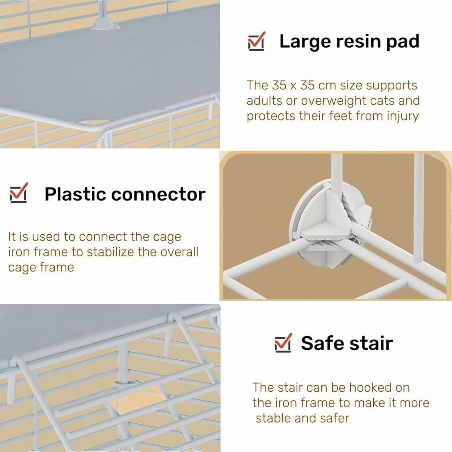 AUTO HIGH Kattenhok voor binnen, doe-het-zelf kattenkooihuis met metalen draaddichtheid, 2-laags kattenbox met 2 deuren en 1 ladder voor fret kitty konijn chinchilla, maat 75 x 75 x 73 cm, wit