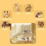 AUTO HIGH Kattenhok voor binnen, doe-het-zelf kattenkooihuis met metalen draaddichtheid, 2-laags kattenbox met 2 deuren en 1 ladder voor fret kitty konijn chinchilla, maat 75 x 75 x 73 cm, wit