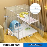 AUTO HIGH Kattenhok voor binnen, doe-het-zelf kattenkooihuis met metalen draaddichtheid, 2-laags kattenbox met 2 deuren en 1 ladder voor fret kitty konijn chinchilla, maat 75 x 75 x 73 cm, wit