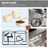 Verhoogde keramische hondenbak met metalen standaard - Dubbele kommen voor voer en water - Voerbak voor middelgrote honden - Geel