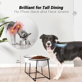 Verhoogde voederbakken voor grote honden, set van keramiek met antislip metalen houder, dubbele hondenbak voor voer en water, geschikt voor middelgrote en grote honden, 2 x 1600 ml, wit