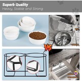 Verhoogde voederbakken voor grote honden, set van keramiek met antislip metalen houder, dubbele hondenbak voor voer en water, geschikt voor middelgrote en grote honden, 2 x 1600 ml, wit