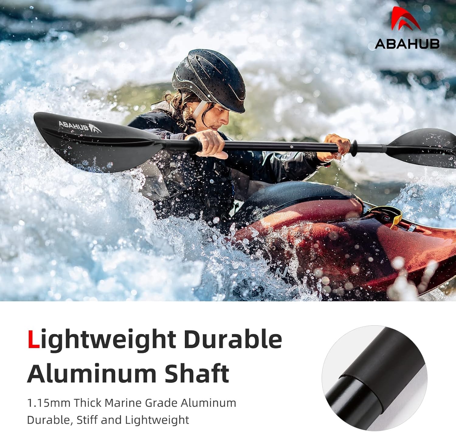 Abahub Kajakpeddel Aluminium 90.5 inch met Peddel Leash - Verkrijgbaar in Zwart/Blauw/Groen/Oranje/Geel